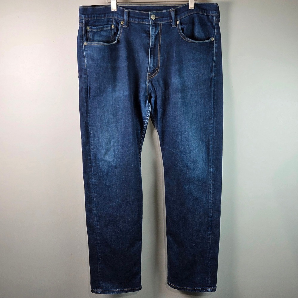 Levi's 505 Straight Leg Jeans Mens 36x32 Dark Wash Fair Distressed Denim